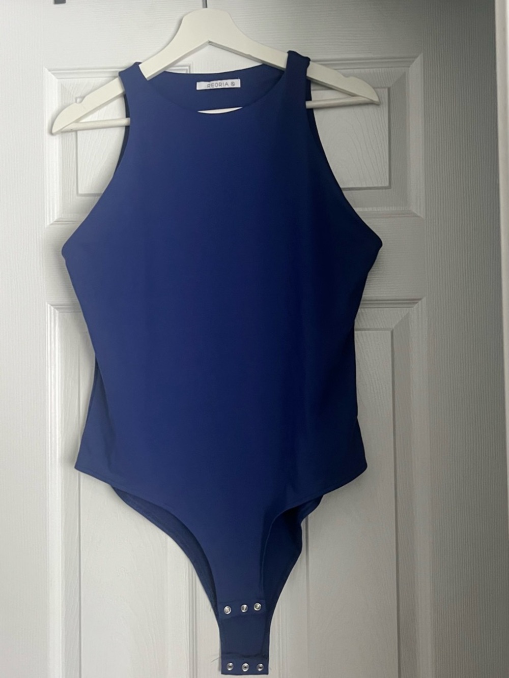 Reoria Blue High-Neck Bodysuit